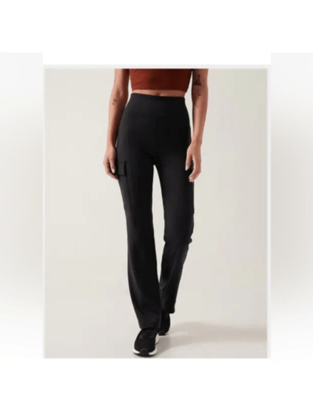 Athleta Pants Women Sz M Black Delancey Straight Cargo Casual Comfort Athleisure
